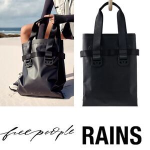 $250 NEW FP x RAINS FREE PEOPLE BLACK SEAM SEALED ARID TOTE BAG TRAVEL NWT